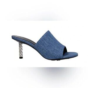 Givenchy Denim 4G Metal Cube Heel Sandal 70mm Pristine Condition